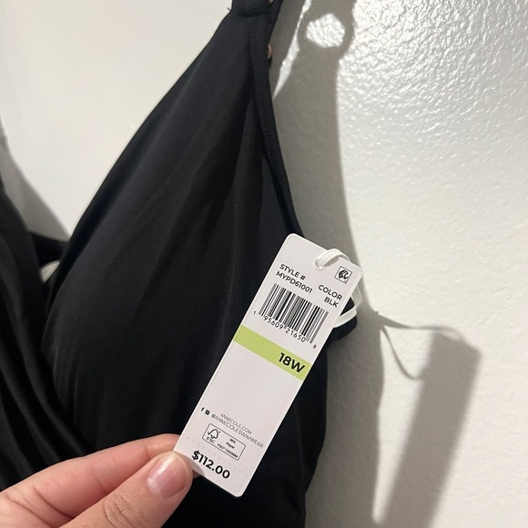 Anne Cole Black Plus Size Adjustable Surplice Swimdress Size 18W - Picture 4 of 10